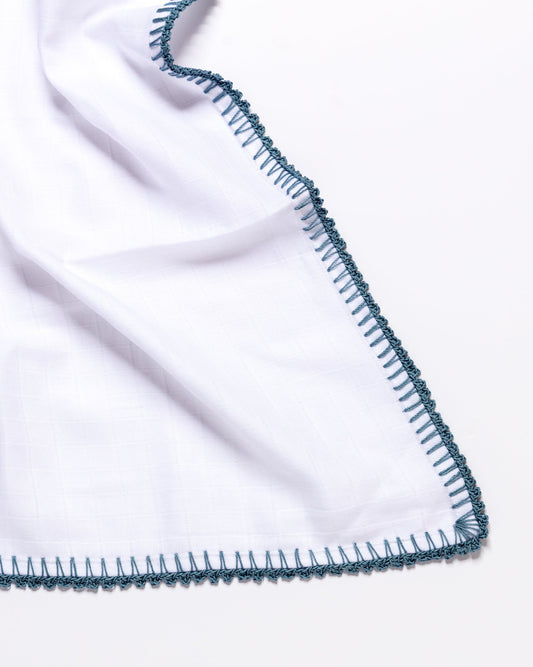 Muslin Swaddle with Classic Border - Light Moon