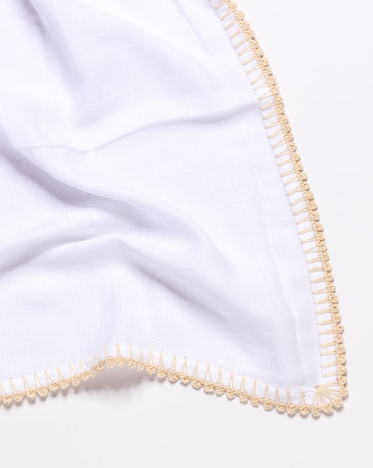 Muslin Swaddle with Classic Border - Beige