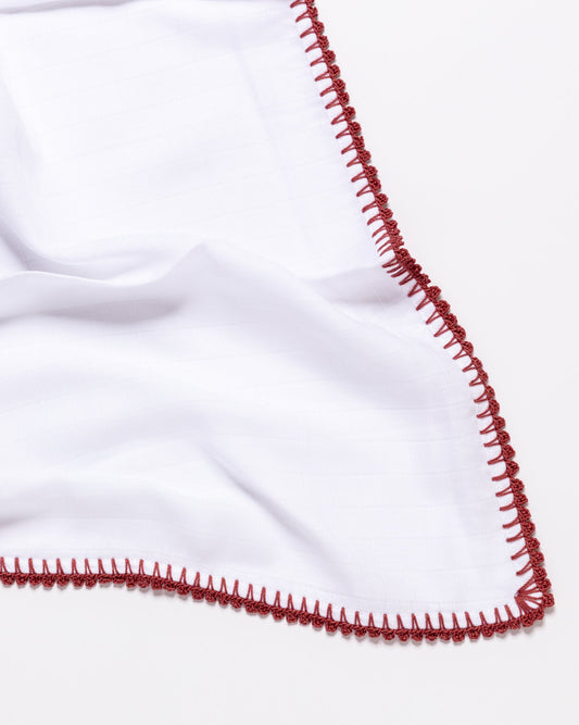 Muslin Swaddle with Classic Border - Dusty Rose
