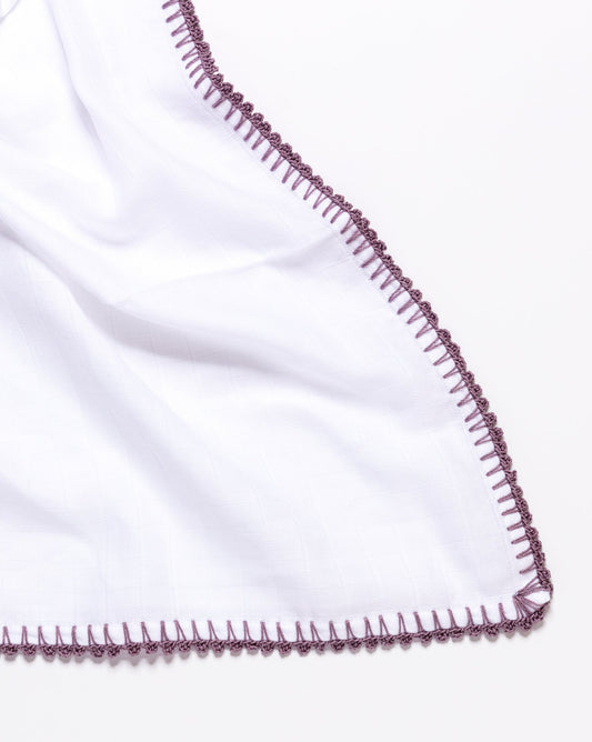 Muslin Swaddle with Classic Border - Lavender