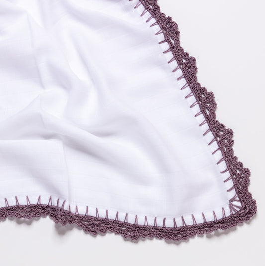Muslin Swaddle with Wide Border - Lavender