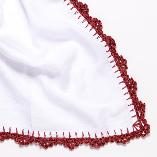 Muslin Swaddle with Wide Border - Dusty Rose