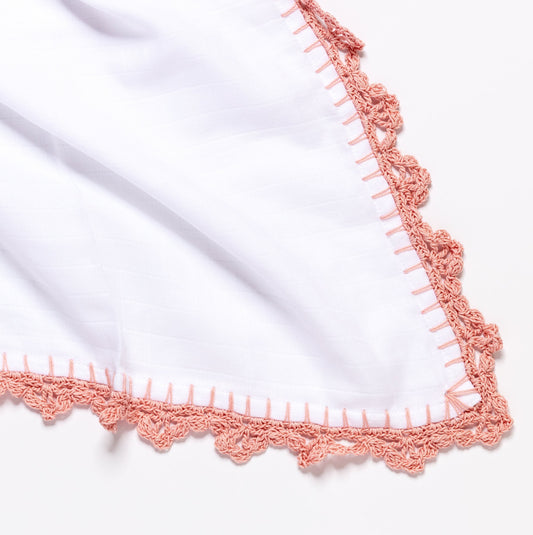 Muslin Swaddle with Wide Border - Light Blush