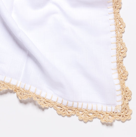 Muslin Swaddle with Wide Border - Beige