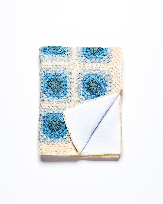 Granny Square Blanket - Soft Blues