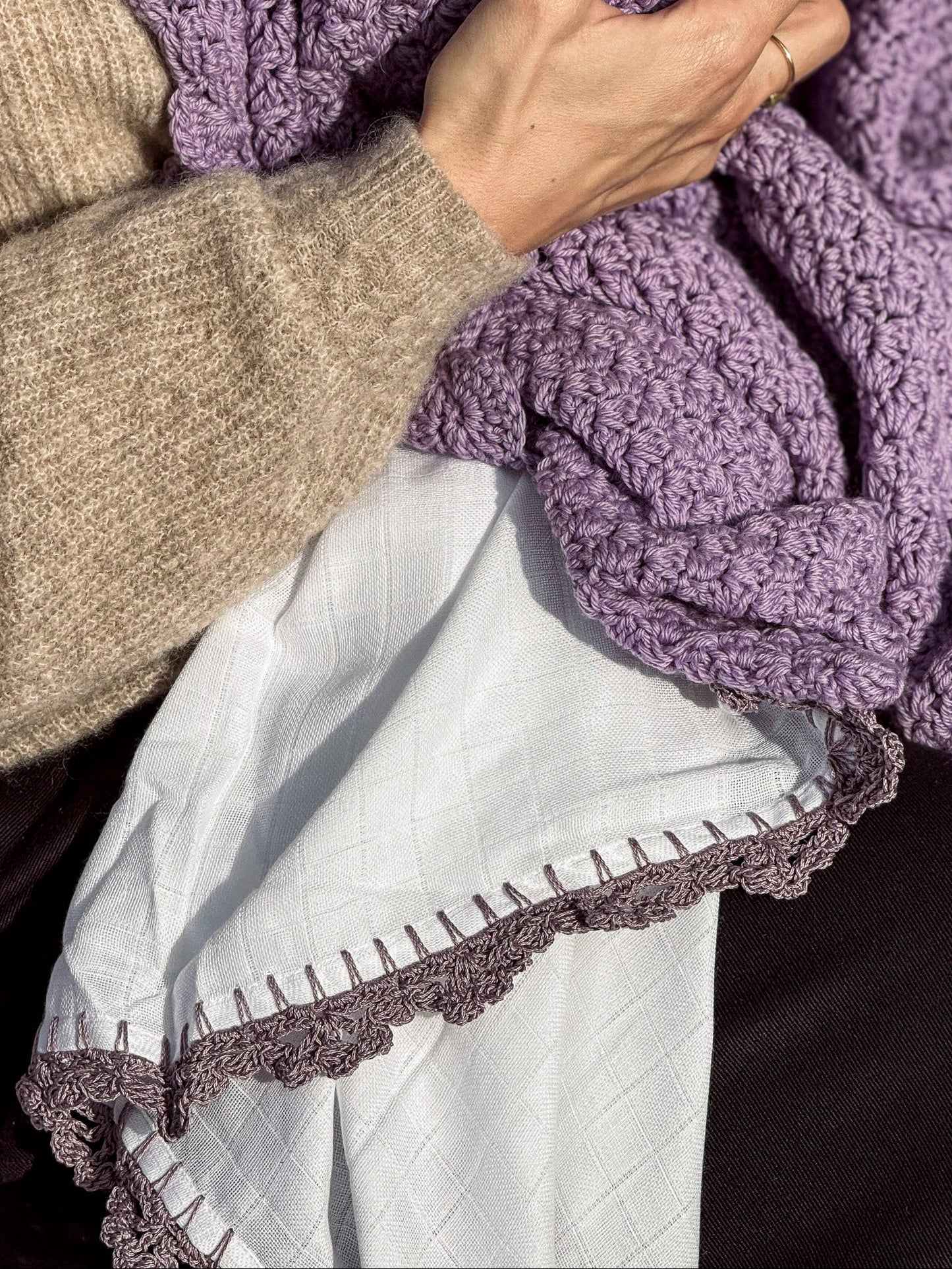 Muslin Swaddle with Wide Border - Lavender