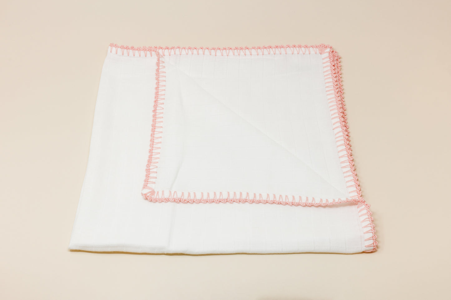Muslin Swaddle with Classic Border - Light Blush