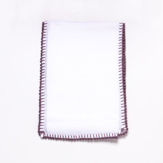 Muslin Swaddle with Classic Border - Lavender