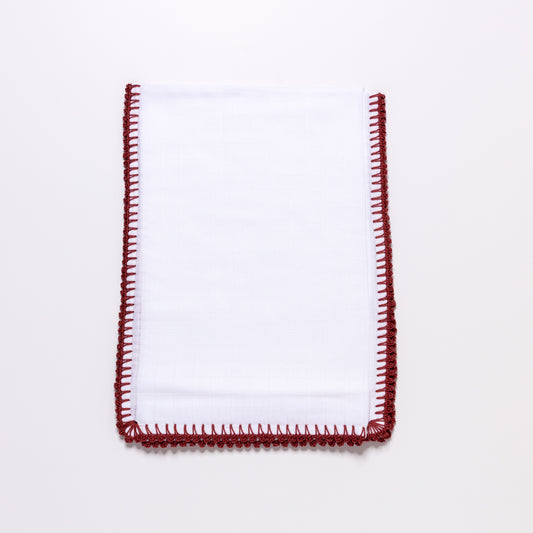 Muslin Swaddle with Classic Border - Dusty Rose