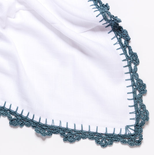 Muslin Swaddle with Wide Border - Light Moon