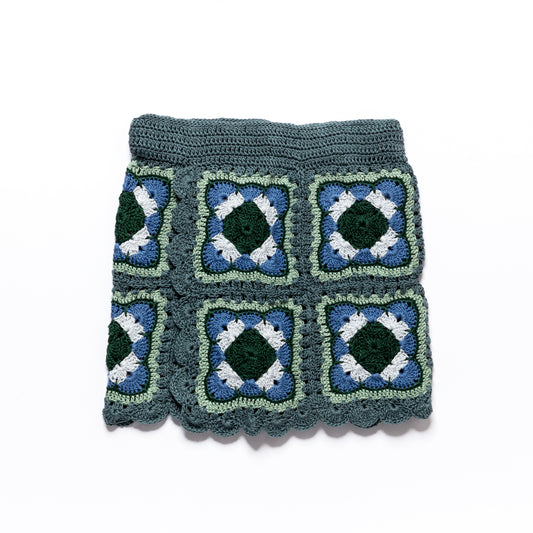 Skirt ELLIE (Kids) - Blue/Green Leaf - YAARN X MEADOW COLLAB
