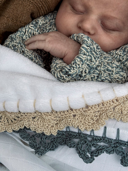 Muslin Swaddle with Wide Border - Light Moon