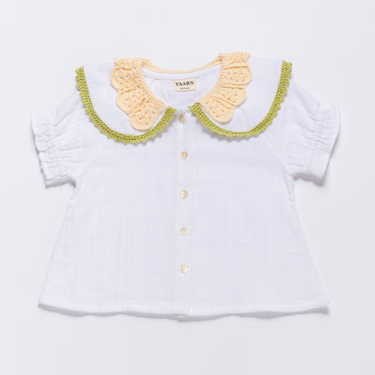 Double Collar Blouse LEILA - Blonde Combo