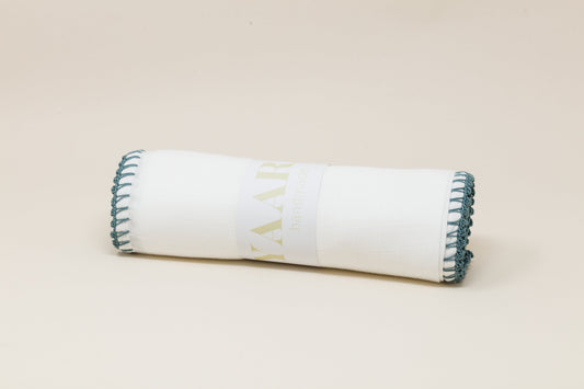 Muslin Swaddle with Classic Border - Light Moon