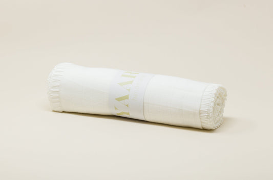 Muslin Swaddle with Classic Border - White
