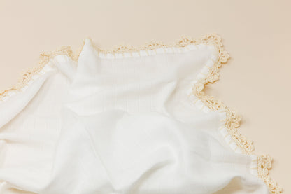 Muslin Swaddle with Wide Border - Beige