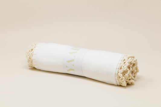 Muslin Swaddle with Wide Border - Beige