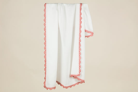 Muslin Swaddle with Wide Border - Light Blush