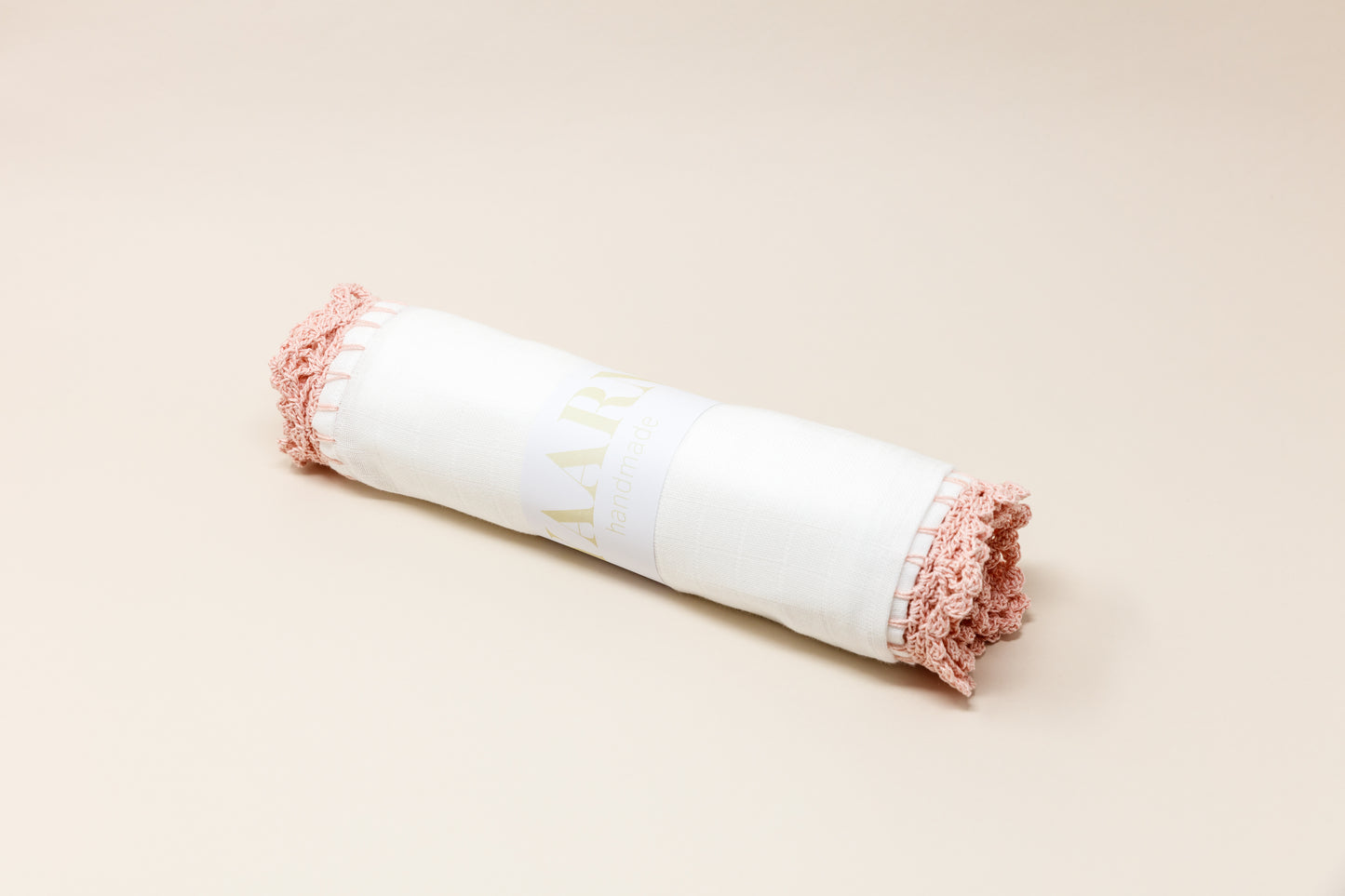 Muslin Swaddle with Wide Border - Light Blush