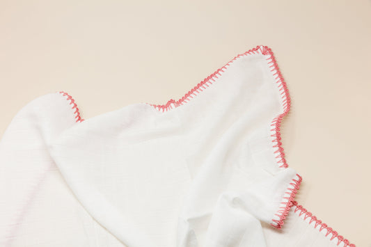 Muslin Swaddle with Classic Border - Blush