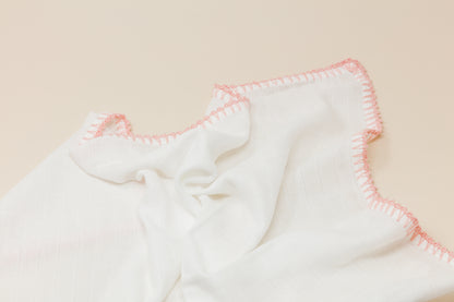 Muslin Swaddle with Classic Border - Light Blush