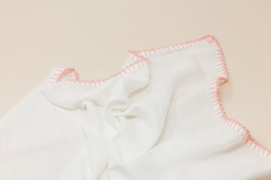 Muslin Swaddle with Classic Border - Light Blush