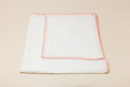 Muslin Swaddle with Classic Border - Light Blush