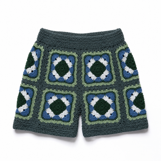 Shorts SOL - Blue/Green Leaf - YAARN X MEADOW COLLAB