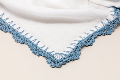 Muslin Swaddle with Wide Border - Light Moon