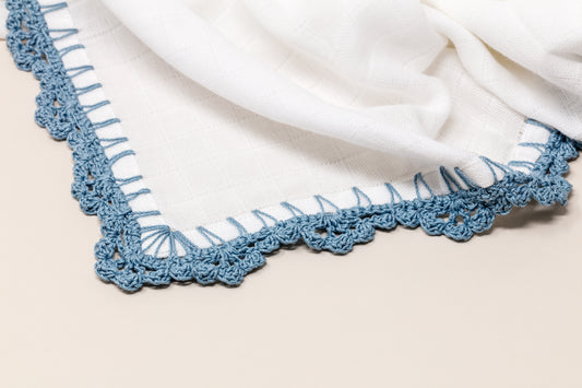 Muslin Swaddle with Wide Border - Light Moon