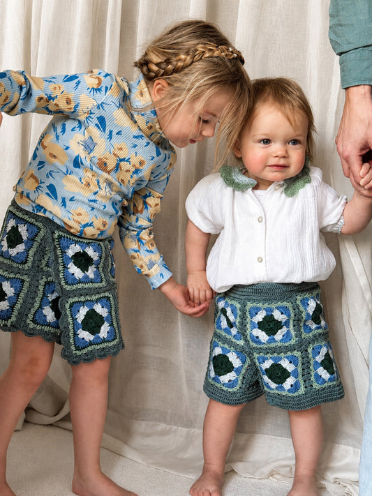 Shorts SOL - Blue/Green Leaf - YAARN X MEADOW COLLAB