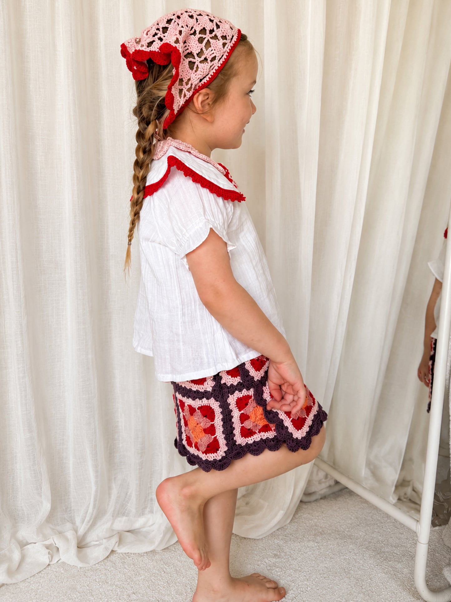 Skirt ELLIE (Kids) - Açai/Light Pink - YAARN X MEADOW COLLAB