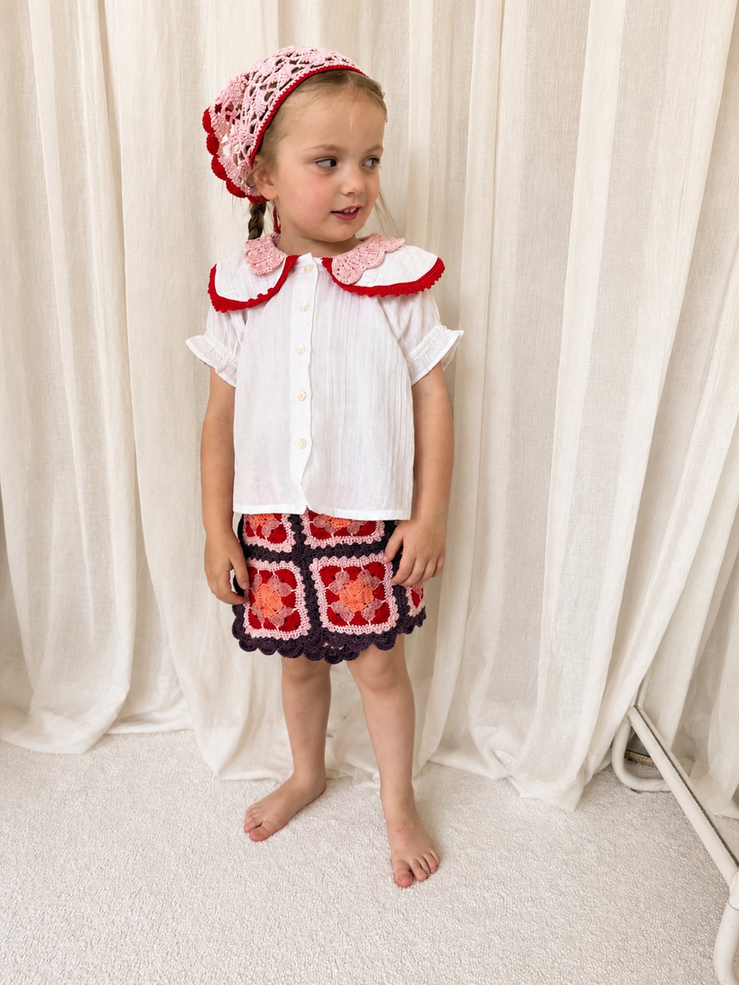 Skirt ELLIE (Kids) - Açai/Light Pink - YAARN X MEADOW COLLAB